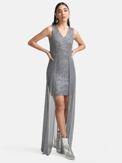 Sequin Maxi Dress With Overlay