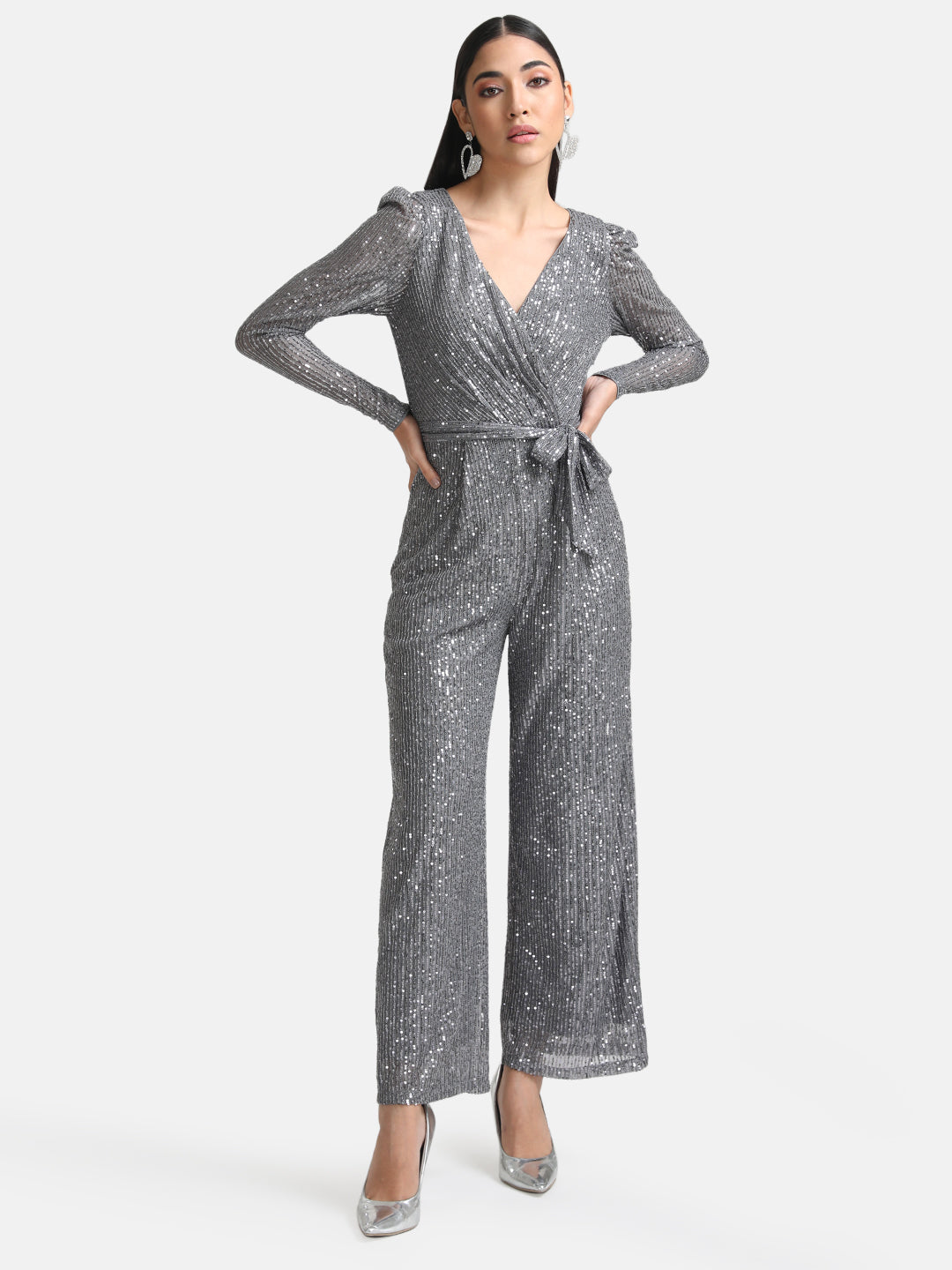 Buy Sequin Maxi Dress With Front Slit 123015REDXS - KAZO