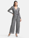 Sequin Wrap Jumpsuit With Belt