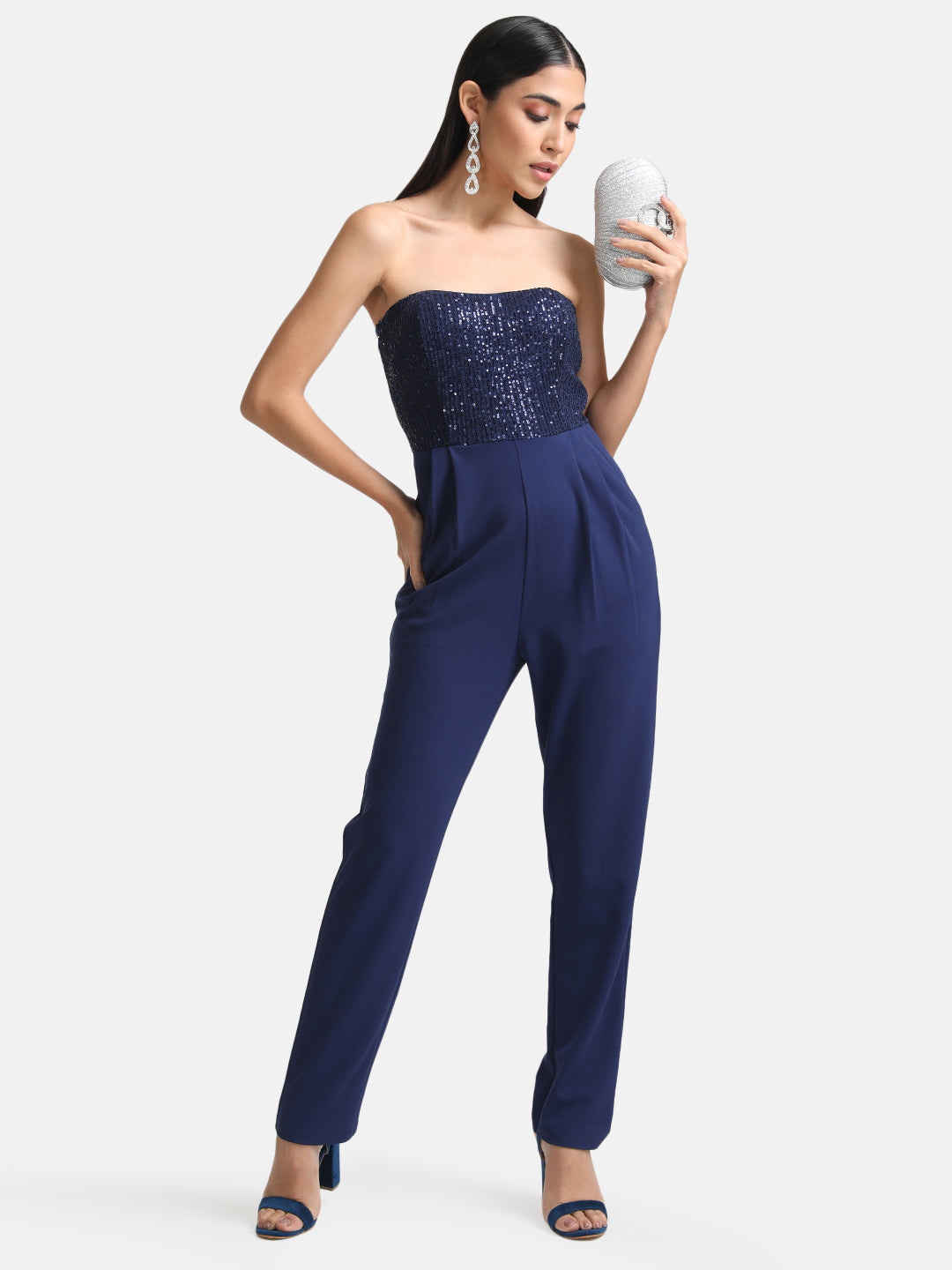 Miss Chase A Beautiful Morning Sequined Jumpsuit Off-White For Women