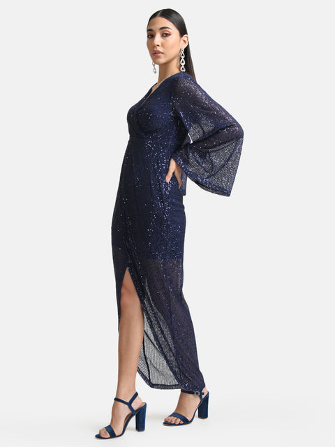 Sequin Wrap Maxi Dress