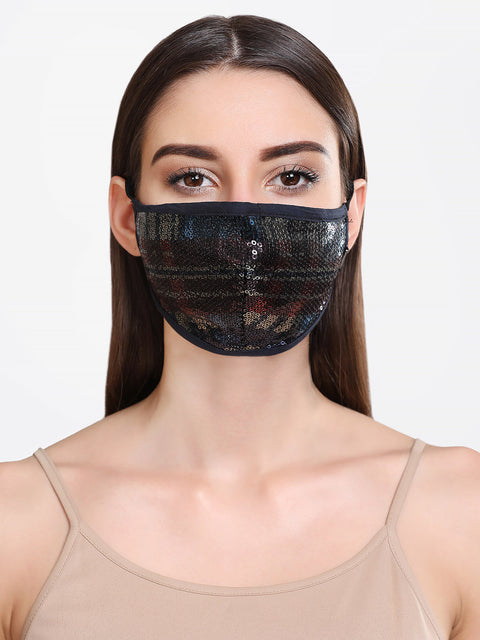 Metallic Sequin 3 Layer Face Mask