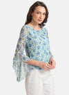 Floral Printed Lace Top With Bell Sleeves