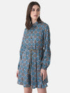 Printed Shirt Dress With Belt