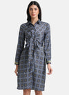 Printed Shirt Dress With Tie-Knot