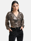 Stickon Sequin Wrap Crop Top