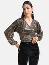 Stickon Sequin Wrap Crop Top