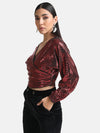 Stickon Sequin Wrap Crop Top