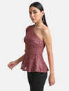 Sequin One Shoulder Peplum Top