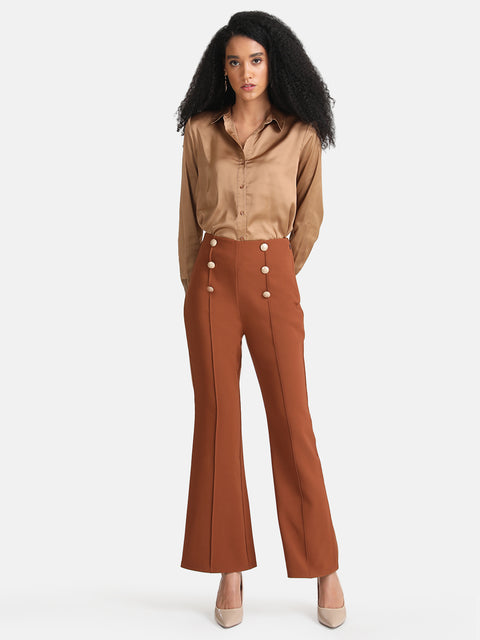 Flared Trousers With Buttons