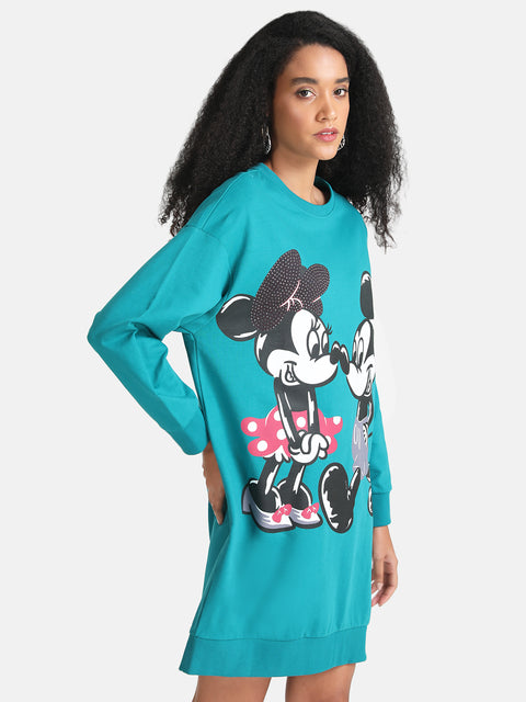 Mickey And Minnie Mouse  Disney Printed Sweat Dress