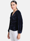 Velvet Top With Ruching At Front