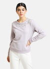 Pearl Neck Embellished Pullover