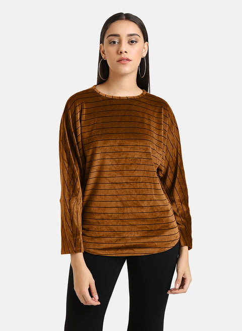 Striped Corduroy Batwing Pullover
