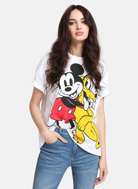 Mickey Mouse & Pluto Disney  Printed T-Shirt