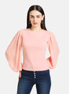 Textured Top With Puff Sleeves