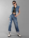 Sleeveless Ombre Denim Jacket