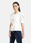 Textured Top With Belt Detail