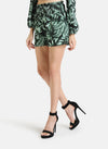 Tropical Print Shorts With Smocking