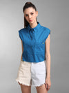 Sleeveless Boxy Shirt With Zipper Detail