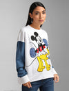 Mickey And Pluto Disney Printed Sweat With Denim Sleeves