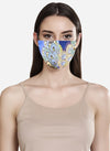 Blue Oriental Print Layered Face Mask