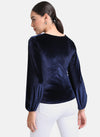 Velvet Top With Ruching At Front