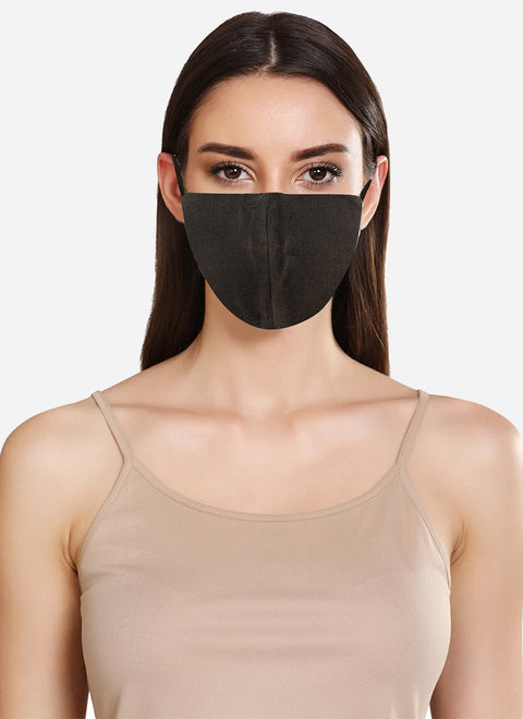 Solid Black Layered Face Mask