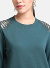 Shoulder Embellished Sweatshirt