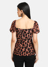 Animal Print Lace Top With Peplum