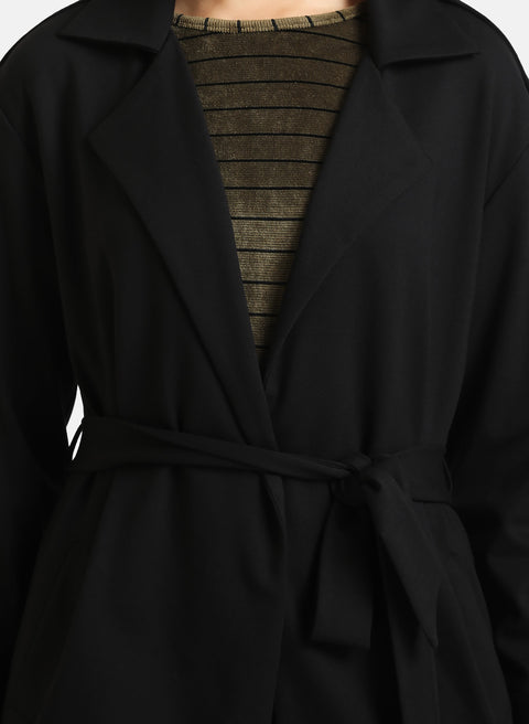 Short Trench Coat With Belt Detail