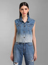 Sleeveless Ombre Denim Jacket