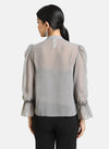 Ruffle Detail Mandarin Collar Shirt