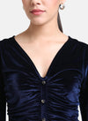 Velvet Top With Ruching At Front
