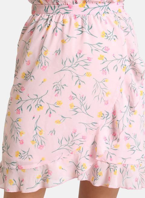 Floral Printed Skirt With Ruffle Detail
