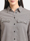 Printed Shirt With Embellished Pocket Flaps