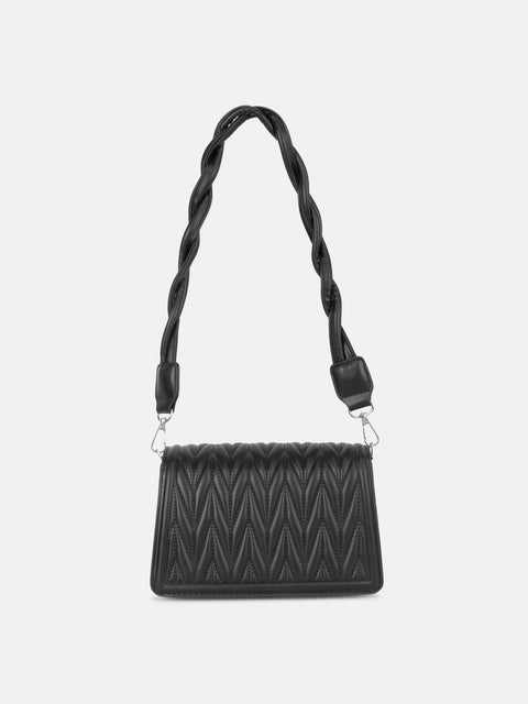 Unique Quilting With Twisted Handle Handbag