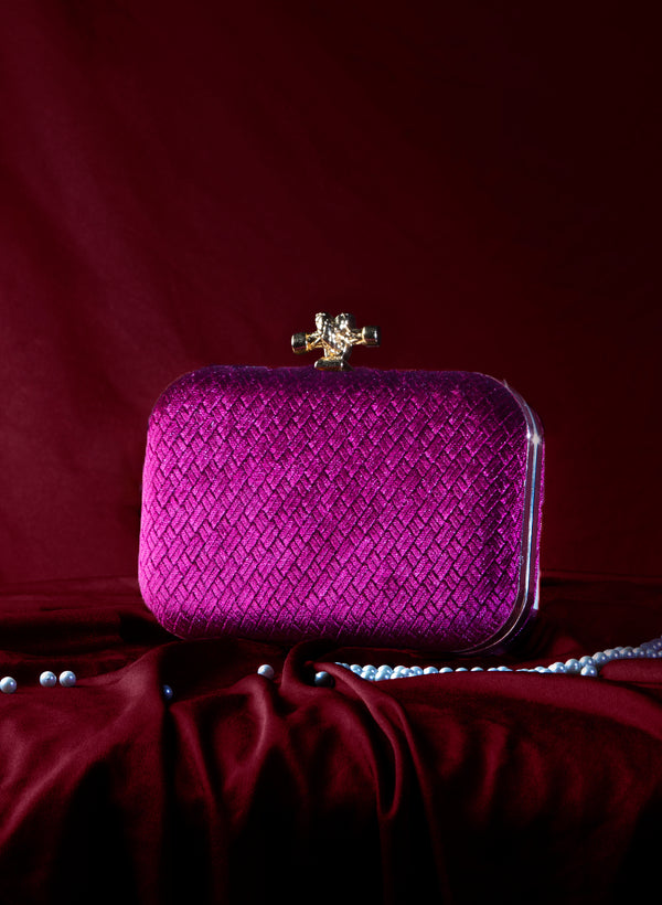Textured Velvet Box Clutch