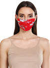 Red Tropical Print Layered Face Mask