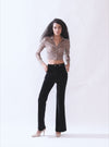 Printed Lurex Cropped Shirt With Ruching