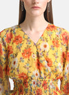 Floral Printed Top With Smocking Detail