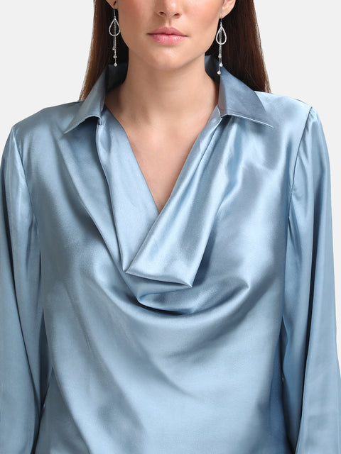 Cowl Neck Top With Collar
